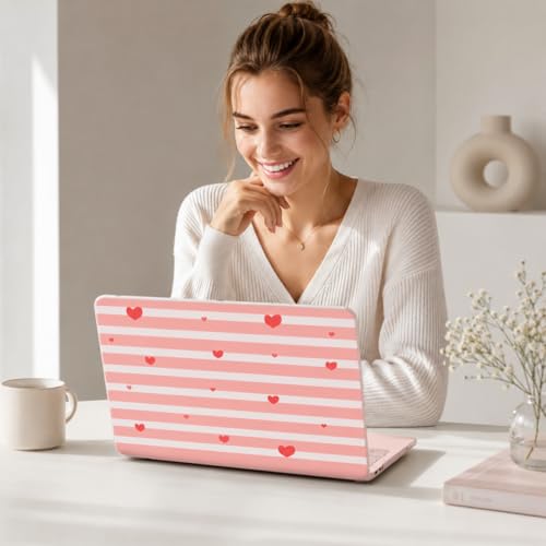 for MacBook Neo 13 Inch Case 2026 Release Model A3404, Pink Aesthetic Ultra-Slim Hard Shell with Keyboard Cover, 6-in-1 Laptop Accessories Bundle for Women Girls, Sweet Stripes - color: Sweet Stripes