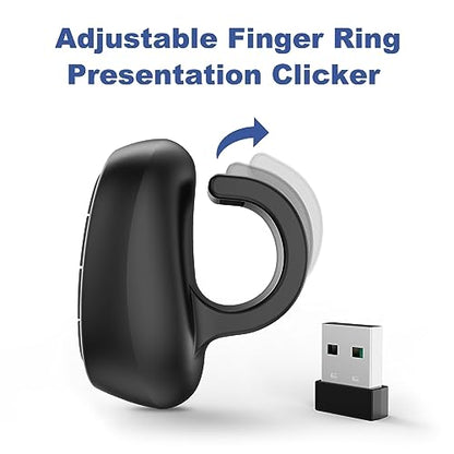 Presentation Clicker PowerPoint Wireless Presenter Remote: Laser Pointer Computer Clickers, Hyperlink Finger Ring Project Power Point PPT Clicker for Mac Laptop Office, Slideshow Google Slide Advancer - style: Finger Ring
