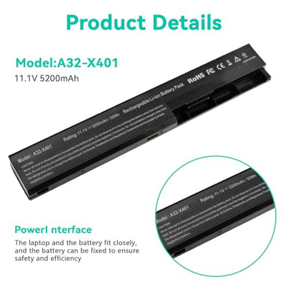 Fancy Buying Laptop Notebook Battery Compatible with Asus X501A X301 X301A X301U X401 X401A X401U X501 X501U A31-X401 A32-X401 A41-X401 A42-X401 - size: 10.13*2.15*0.77inch