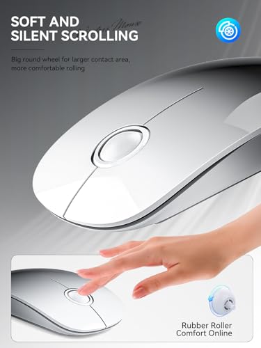 RAPIQUE Bluetooth Wireless Mouse, BT5.1＆ 2.4G Slim Dual Mode, White to Black - color: White to Black