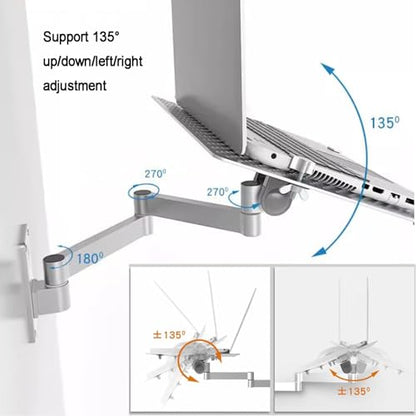 Laptop Holder,Adjustable Rotating Laptop Wall Mount W/Mouse Tray,Vented Cooling Platform,Full Motion Articulating Notebook Tray,Weight Capacity 8kg