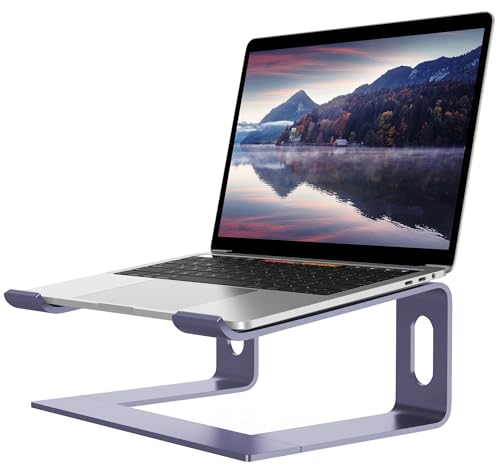 ALASHI Laptop Stand for Desk, Aluminum Computer Riser, Ergonomic Notebook Holder, Detachable Metal Laptops Elevator, PC Cooling Mount Support 10 to 15.6 Inches Notebook, Light Purple - color: H-Light Purple