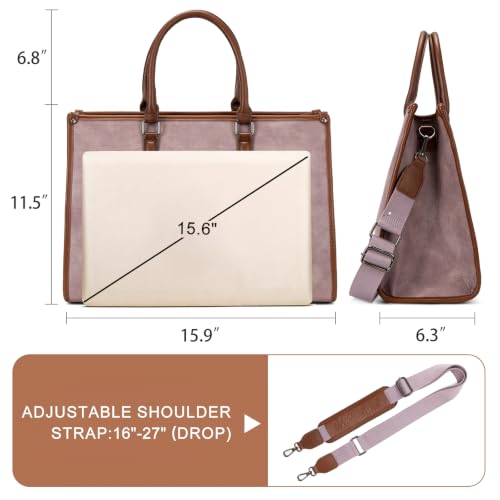 Montana West Laptop Tote Bag for Women 15.6 Inch Computer Bags Business Office Work Briefcase With Adjustable Shoulder Strap - color: Pink