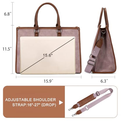 Montana West Laptop Tote Bag for Women 15.6 Inch Computer Bags Business Office Work Briefcase With Adjustable Shoulder Strap - color: Pink