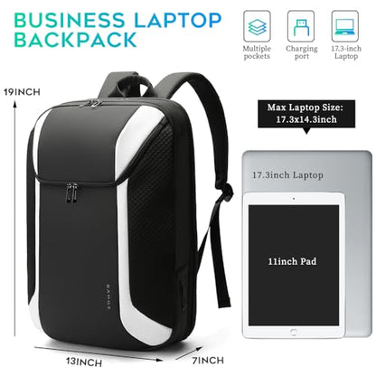 BANGE Smart Business Laptop Backpack Waterproof can fit 15.6-17.3 Inch Laptop with 3.0 USB charging port for men and women - color: White