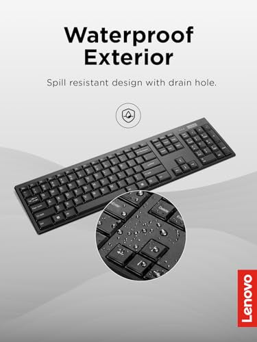 Lenovo 100 Wireless Compact Keyboard Cordless Keyboard for PC & Laptop with Windows Silent Keys Full-Size Layout with Numeric Keypad Plug & Play USB Receiver Portable, Black - style: 100 Keyboard