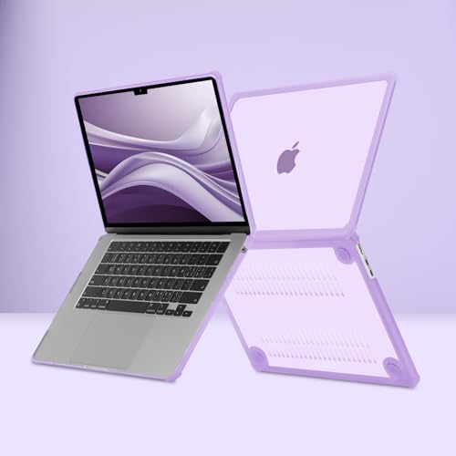 MOSISO Compatible with MacBook Air 15 inch Case M5 2026 M4 M3 M2 2025-2023 | A3448 A3241 A3114 A2941,Anti-Cracking,Heavy Duty Shock-Absorbing Hard Shell Case with TPU Bumper&Keyboard Cover, Purple - color: Purple