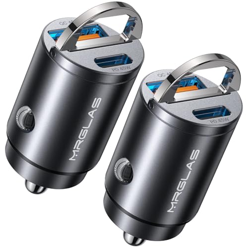 MRGLAS 2-Pack 90W USB C Car Charger,[Super Mini Metal] Car Charger Fast Charging, PD+QC3.0 Type C Car Cigarette Lighter USB RV Power Adapter Compatible iPhone 17 16 15 Pro Max iPad Samsung S26 25 - color: Black, size: [Dual A+C]