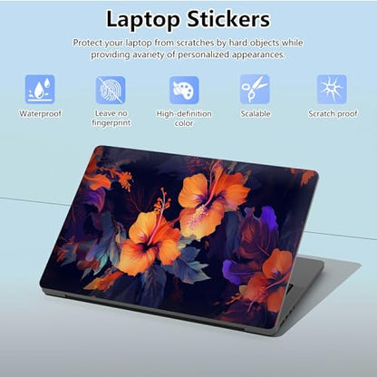Universal Laptop Skin Sticker with 2 Wrist Pad Skins, Waterproof Scratch Resistant Vinyl Laptop Cover Decal, Cut to Fit for 11–15.6 Inch MacBook HP Dell Lenovo, Hibiscus Flower - color: Hibiscus Flower