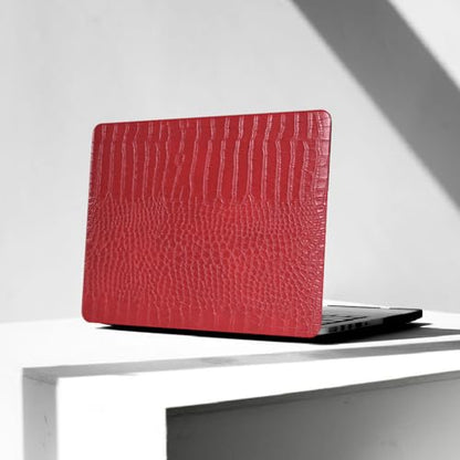 Crocodile Case for MacBook Air 13 inch 2026-2022 M5/M4/M3/M2 Logo Cutout | Model A3449 A3240 A3113 A2681, Texture Crocodile Aligator Skin Snakeskin PU Leather Hardshell Case & Keyboard Cover, Red - color: ## Red Crocodile