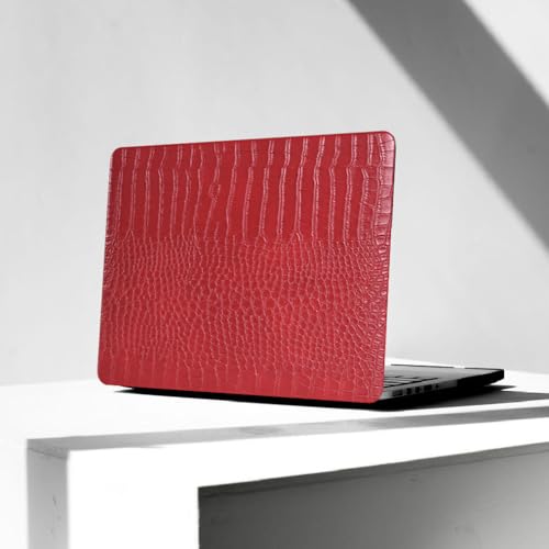 Crocodile Case for MacBook Air 13 inch 2026-2022 M5/M4/M3/M2 Logo Cutout | Model A3449 A3240 A3113 A2681, Texture Crocodile Aligator Skin Snakeskin PU Leather Hardshell Case & Keyboard Cover, Red - color: ## Red Crocodile