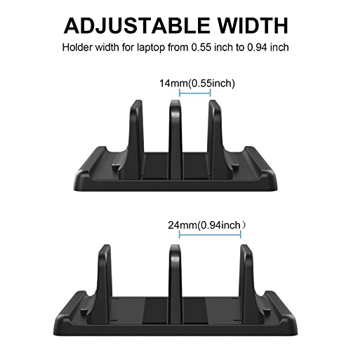 EAXBUX 4 in 1 Vertical Laptop Stand Holder,Adjustable ABS Plastic Desktop Notebook Dock,Vertical Laptop Stand Space-Saving for All MacBook/Surface/Samsung/HP/Dell/Chrome Book - size: 2-Slot