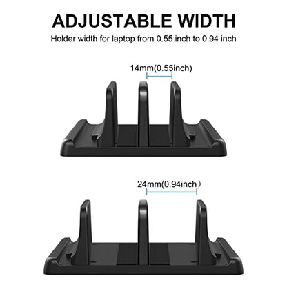 EAXBUX 4 in 1 Vertical Laptop Stand Holder,Adjustable ABS Plastic Desktop Notebook Dock,Vertical Laptop Stand Space-Saving for All MacBook/Surface/Samsung/HP/Dell/Chrome Book - size: 2-Slot