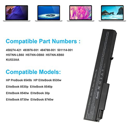 Futurebatt Battery for HP EliteBook 8530p 8530w 8540p 8730p 8540w 8730w 8740w HSTNN-LB60 - size: 8730 12.13 3.15 1.77in
