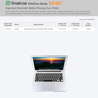 Smatree EliteFlow Laptop Case for 13.3 inch Apple MacBook Air Early 2017 | for 13.3 inch Apple MacBook Air Early 2014/2015/2017 A1466,Protective Laptop Case with Pocket(EF467) - size: 1.09| for APPLE 13.3" MacBook Air Early(EF467)