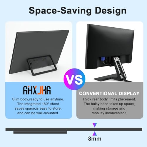 23.8" Large Screen Portable Monitor with Adjustable Kickstand,100HZ USB-C HDMI Gaming Monitor,100% SRGB FHD IPS/HDR Computer Screen Extender with 2 Speakers for Laptop PC MacBook Phone PS4/PS5