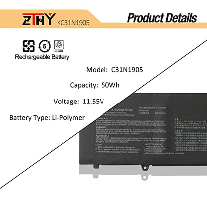 50Wh C31N1905 Battery Replacement for Asus Adolbook13 Dolbook14 2020 VivoBook S13 S333 S333JA S333EA S330 S330FA S14 S433 S433F S433FA S433FL S433EA M433 M433IA S15 S533FA S533FL M533 M533IA D533 K533 - size: 11.22*3.35*0.2 inch C31N1905
