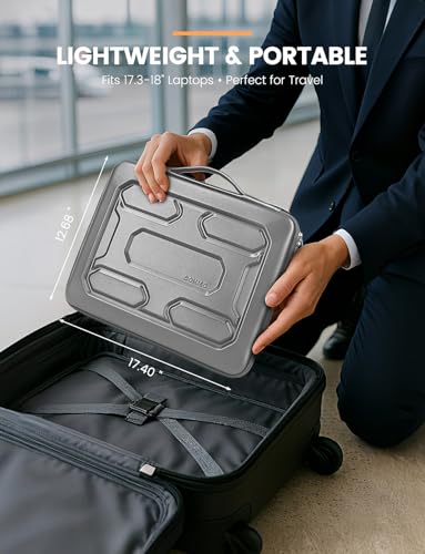 DOMISO 18 inch Laptop Sleeve with Handle Shockproof Computer Bag Waterproof EVA Protective Carrying Case for 17.3" MSI GS73VR Stealth Pro/HP Envy 17/LG Gram 17"/ROG Strix GL702VS, Silver - color: Silver, size: 17.5-18 inch