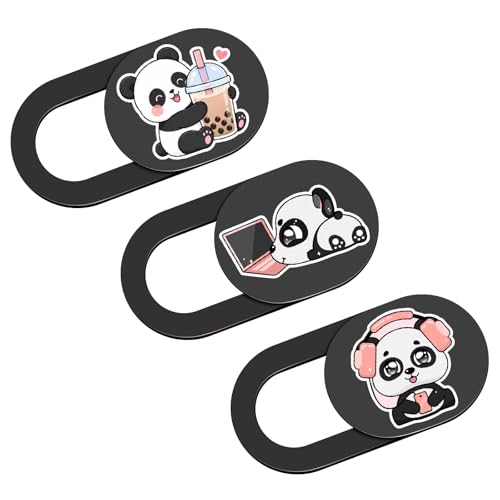 Cute Panda Laptop Camera Cover Slide, 3 Pack Ultra Thin Webcam Cover Slide, Computer Laptop Camera Blocker, Laptop Accessories Privacy Camera Cover for Laptop, MacBook, Cell Phone, Tablet, Computer - color: Pink Panda