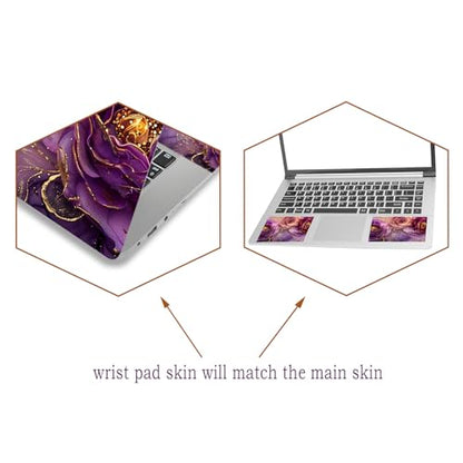 Laptop Decal Sticker Skin Cover, 12" 13.1" 13.3" 14" 15" 15.4" 15.6" Laptop Netbook Vinyl Art Skin Sticker Cover Notebook PC Protector (2 Wrist Pad Included), Removable Reusable, Marble Flowers - color: Marble Flowers