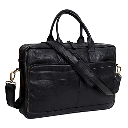 Leather briefcase bag for men Leather Laptop Bags For Men and Women Travel Messenger Bag - color: 16" Black, size: 16 Inch Briefcase