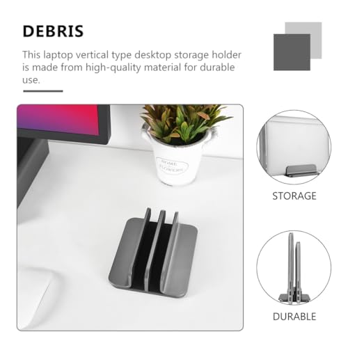 VANZACK Dual-Slot Aluminum Alloy Vertical Laptop Stand and Tablet Holder, Vertical Support Base for Desk, Compatible with Laptops and Tablets, Cooling and Space-Saving Design for Office