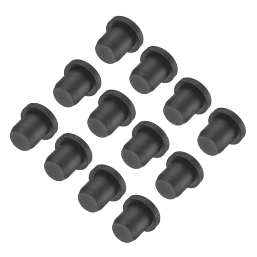 uxcell High Temp Silicone Plug Mount Dia 7.5mm/0.3 inch t Shaped Rubber Stopper Hole Plugs for Powder Coating Plating Waterproof Plugs Sealing Plugs Black Pack of 12(OD 10.5mm) - size: 7.5x10.5mm