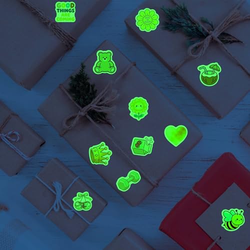 60 Pcs Glow in The Dark Funny Kids Stickers for Water Bottle | Luminous Preppy Aesthetic Waterproof Vinyl Laptop Decals, Luggage Scrapbook Skateboard Phone Case DIY Decoer - color: Luminescent-493kscp