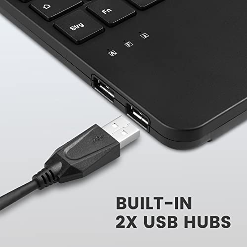 Perixx PERIBOARD-526 US, Wired Mini USB Keyboard with Trackball - X Type Scissor Keys - 11.18x7.17x1.1 Inches - Build-in 2 USB Hubs - US English - style: Trackball Keyboard