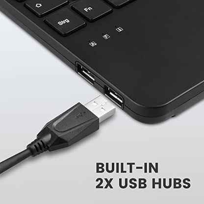 Perixx PERIBOARD-526 US, Wired Mini USB Keyboard with Trackball - X Type Scissor Keys - 11.18x7.17x1.1 Inches - Build-in 2 USB Hubs - US English - style: Trackball Keyboard