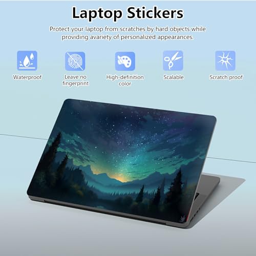 Universal Laptop Skin Sticker with 2 Wrist Pad Skins, Waterproof Scratch Resistant Vinyl Laptop Cover Decal, Cut to Fit for 11–15.6 Inch MacBook HP Dell Lenovo, Magic Starry - color: Magic Starry
