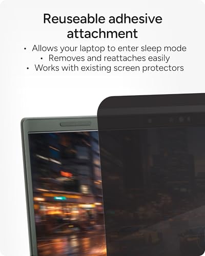 ZAGG 15.6-Inch Universal Laptop Privacy Filter (16:9) – Removable Magnetic 4-Way Screen Filter, Anti-Glare Matte Finish, Fingerprint Resistant, Reusable Design & Protective Sleeve - size: 15.6-Inch (16:9)