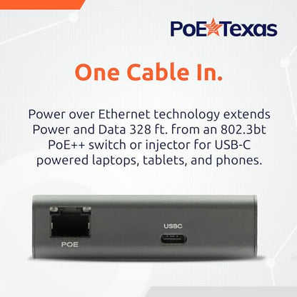 Gigabit PoE++ to USB-C Converter with 65W Power Delivery - size: 60w Gigabit Power + Data