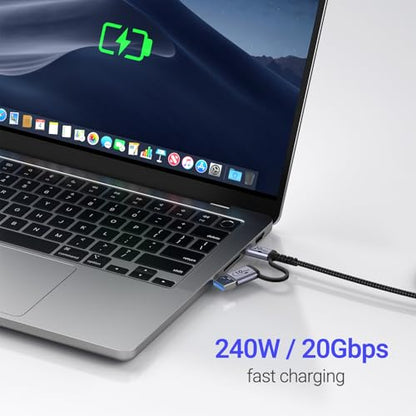 20Gbps Android Auto USB C Cable 1ft 2pack，2-in-1 USB C CarPlay Cable | 240W Fast Charge 20Gbps Data Transfer , Compatible with iPhone 17 15 Pro Max, Galaxy S23, Pixel 9 Pro XL - color: Silver, size: 1ft,1ft