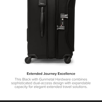 TUMI - Voyageur Leger 4 Wheeled Luggage - Women's Lightweight and Spacious, Sleek Silhouette, Durable Premium Suitcase - 26" Medium Dual Access Expandable Checked, Black with Gunmetal Hardware - color: BLACK/GUNMETAL, style: 26" Short Trip Expandable Pack
