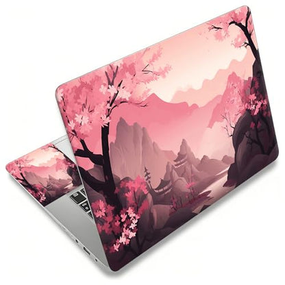 Laptop Skin Sticker Decal, Universal Reusable Vinyl Laptop Cover for 12" 13" 13.3" 14" 15" 15.4" 15.6" Notebook PC, Reusable Waterproof Scratch-Resistant with 2 Wrist Pads,Art Oriental Cherry - color: Art Oriental Cherry