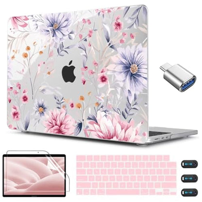 CISSOOK Compatible with MacBook Air 13 inch Case A3449 A3240 A3113 A2681 | 2026 2025 2024 2023 2022, 5in1 Set Hard Shell Case Keyboard Cover for MacBook Air 13 inch M2 M3 M4 M5, Flowers Watercolor - color: Air13.6inch-Flowers watercolor