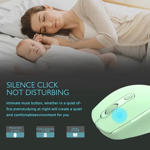 ONE-UP Wireless Mouse, 2.4G, Silent, USB Nano Receiver for Laptop, Chromebook, PC, Mac, Windows and School Work （Green） - color: Green