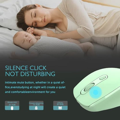 ONE-UP Wireless Mouse, 2.4G, Silent, USB Nano Receiver for Laptop, Chromebook, PC, Mac, Windows and School Work （Green） - color: Green