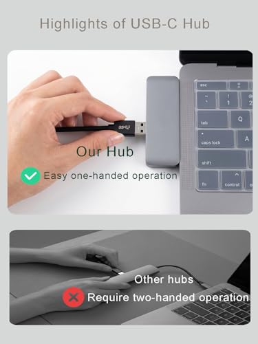 4-in-1 USB C Hub for Laptops, Portable Data Hub,4 USB 3.0 Ports with 5Gbps, | Cableless USB C Splitter, Overload Protection,One-handed operation, friction-free design and easy to carry,Save space