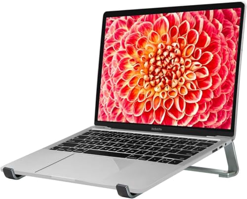 Thibault Laptop Stand for Desk - Aluminum Ergonomic Computer Stand，Laptop Riser, Cooling Laptop Holder, Compatible with MacBook Air Pro/Dell/HP/Lenovo/Alienware and 13-17 inches Laptops, Blue Grey - color: Blue Grey