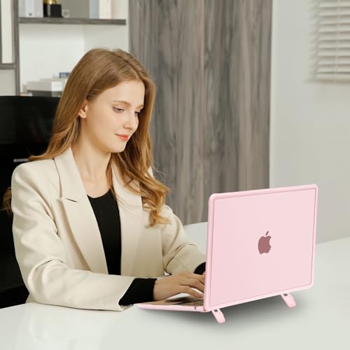 MOSISO Compatible with MacBook Air 13 inch Case M5 M4 M3 M2, Pink | 4 in 1 Kit Anti-Crack Hard Shell with Kickstand for MacBook Air 13.6 inch Case 2026-2022 A3449 A3240 A3113 A2681 - color: Pink