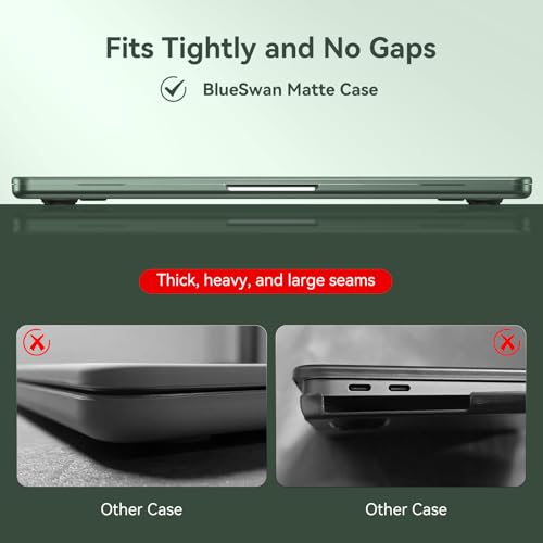 BlueSwan for MacBook Air 13 inch Case, M5 M4 M3 M2 2026-2022 Laptop Cover | 100% Match Official Color, Matte Grippy Texture, Scratch Resistant, Easy to Snap on, Air 13.6 Protective Hard Shell - color: Midnight Green