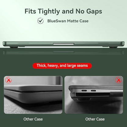 BlueSwan for MacBook Air 13 inch Case, M5 M4 M3 M2 2026-2022 Laptop Cover | 100% Match Official Color, Matte Grippy Texture, Scratch Resistant, Easy to Snap on, Air 13.6 Protective Hard Shell - color: Midnight Green