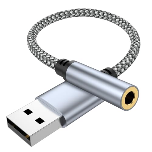 USB to 3.5mm Jack Audio Adapter,USB to Audio Aux Cable for PS4/PS5 | External Stereo Sound Card,USB A to 3.5mm TRRS Female Headset for PS4/PS5/Headphone/Mac/Linux/Laptop/Desktops/Docking Station - size: 1Pack 4 inch