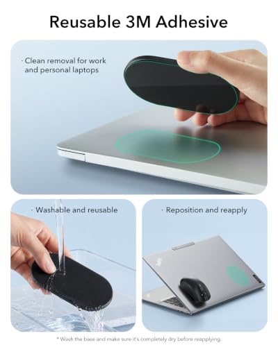 ESR MagMouse Snap-to-Carry Bluetooth Mouse, Rechargeable Wireless Mouse for Laptop with Built-in Charging Cable, Reusable Adhesive Holder, BT 5.0 + 2.4 GHz Connectivity, Silent, Ergonomic, Black - color: Black