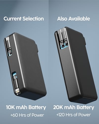 myCharge RetractaCharger+ 10000mAh Portable Power Bank - 28" Retractable 1 USB-C & 1 Lightning Cables | Built-in Wall Plug | Digital Display | USB-C/A Ports | Up to 60 Hours of Power | Black - size: USB-C & Lightning Cables