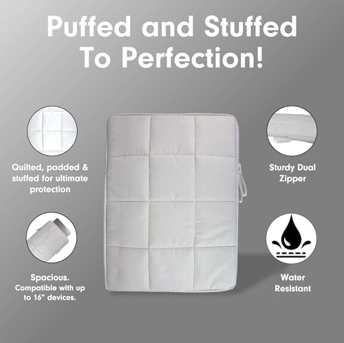 Sonix | Puffy Laptop Sleeve | 15-16 Inch, Quilted Pillow Puffer Laptop Carrying Case, Computer Sleeve | Ivory - color: Ivory