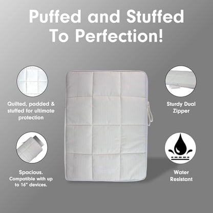 Sonix | Puffy Laptop Sleeve | 15-16 Inch, Quilted Pillow Puffer Laptop Carrying Case, Computer Sleeve | Ivory - color: Ivory
