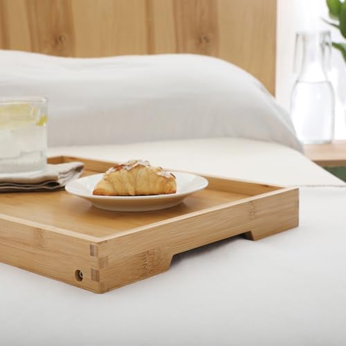 Gibson Home Continental Bamboo Bed Tray with Folding Legs, for Breakfast, Eating, Working, Laptop, Foldable Serving
